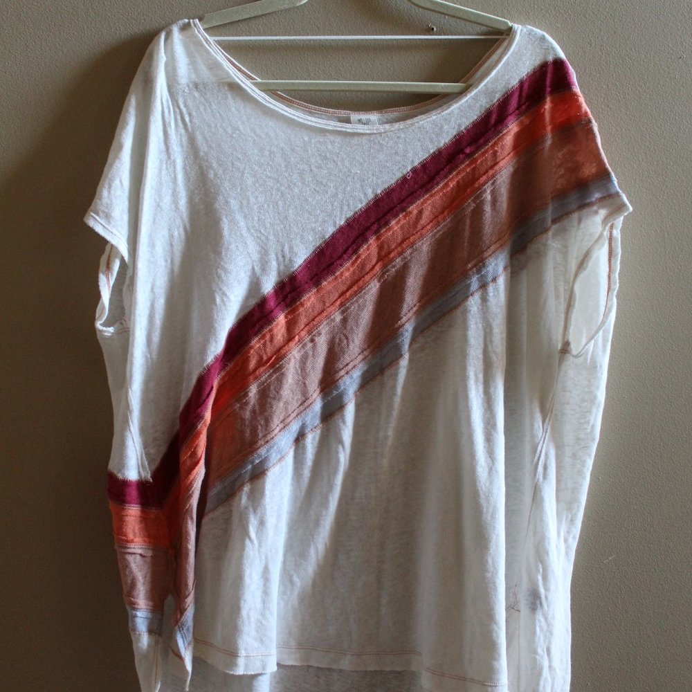 Free People Rainbow Striped Top Loose